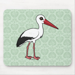 Birdorable weißer Storch Mousepad