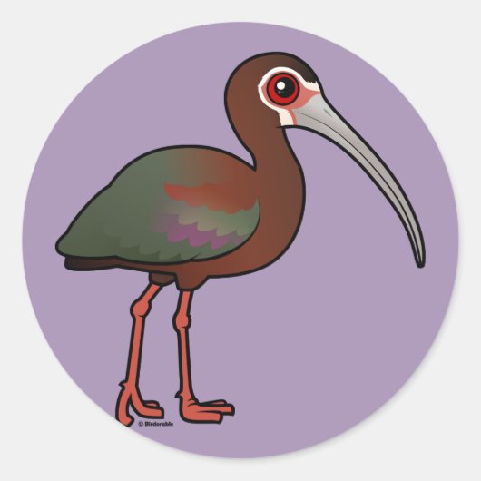 Birdorable, weißhaarige Ibis Runder Aufkleber (Vorderseite)
