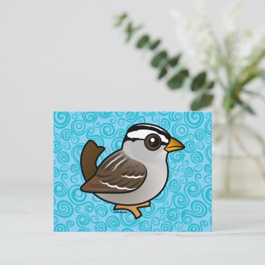 Birdorable Weißkrone Postkarte (Stehend Vorderseite)
