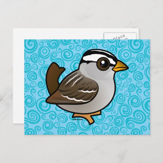 Birdorable Weißkrone Postkarte (Vorne/Hinten)