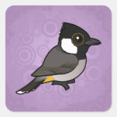 Birdorable Weißohrbülbül Quadratischer Aufkleber (Vorderseite)