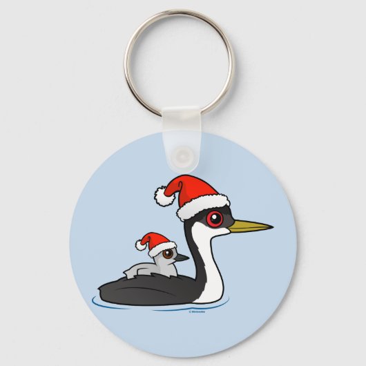 Birdorable Western Grebe Santa Schlüsselanhänger (Vorderseite)