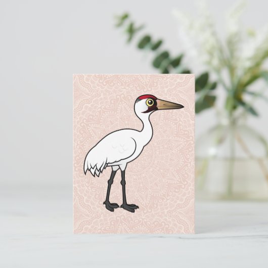 Birdorable Whooping Crane Postkarte (Stehend Vorderseite)