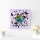 Birdorables auf der ganzen Welt Quadratische Wanduhr (Zuhause)