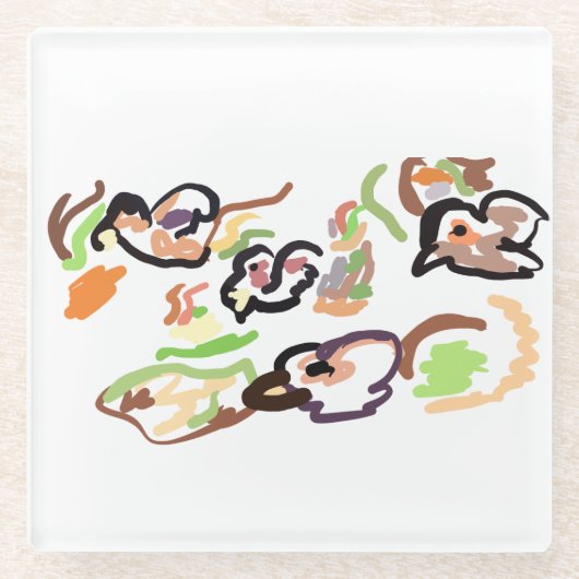 Birds and autumn glasuntersetzer (Vorderseite)