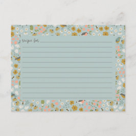 Birds and Bees Floral Bridal Shower Recipe Card Postkarte