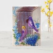Birds and Bird House Birthday Karte (Gelbe Blume)