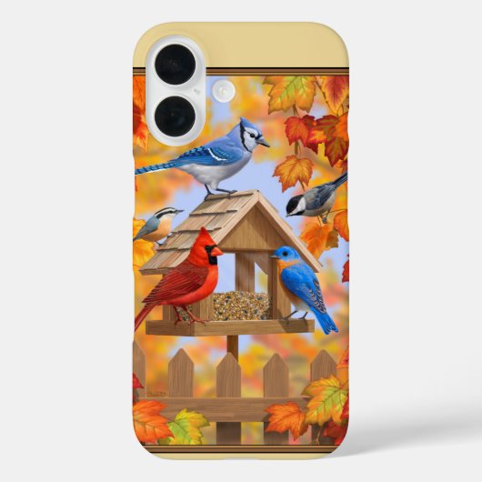 Birds and Birdfeeder Autumn Gold Case-Mate iPhone Hülle (Rückseite)