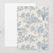 Birds and cherry blossom in blue and off white (Vorne/Hinten)