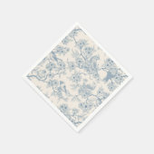 Birds and cherry blossom in blue and off white serviette (Ecke)