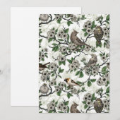 Birds and cherry blossom on white (Vorne/Hinten)