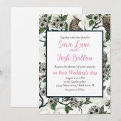 Birds and cherry blossom on white einladung (Vorne/Hinten)