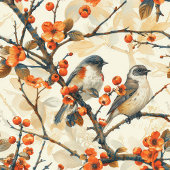 Birds and Flowers Curtain Fall Gift for Their Nest Duschvorhang