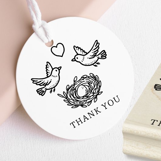Birds and Nest Baby Shower Thank You Gummistempel
