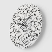 Birds and Sakura Branches Japanese Painting Große Wanduhr (Winkel)