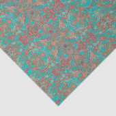 Birds Arabesque Bohemisch Boho Türkis Rotes Grün Seidenpapier (Ausschnitt)