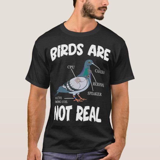 Birds Are Not Real Funny Bird Spies Conspiracy T-Shirt (Vorderseite)