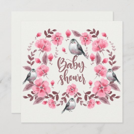 Birds Baby Dusche Einladung (Vorne/Hinten)