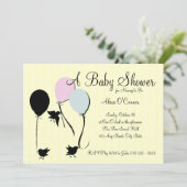 Birds Balloons und Baby Einladung (Stehend Vorderseite)