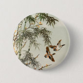 Birds Bamboo Asiatisch Japanisch Vintag Button (Vorderseite)