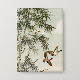 Birds Bamboo Asiatisch Japanisch Vintag Button