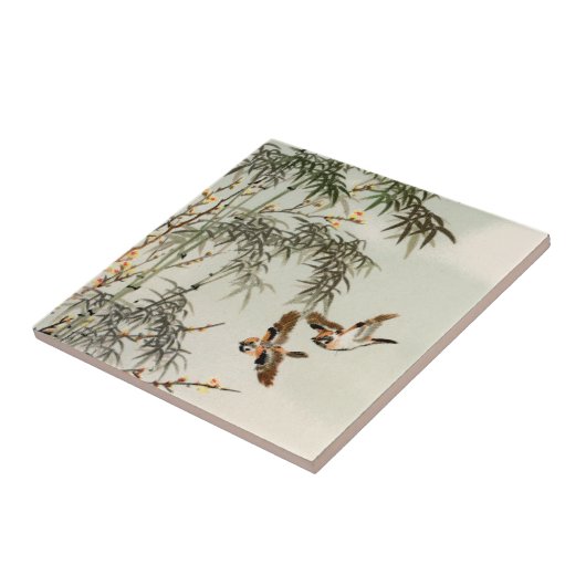 Birds Bamboo Asiatisch Japanisch Vintag Fliese (Seite)