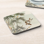 Birds Bamboo Asiatisch Japanisch Vintag Getränkeuntersetzer (Linke Seite)