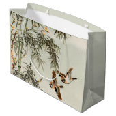 Birds Bamboo Asiatisch Japanisch Vintag Große Geschenktüte (Rückseite Schrägansicht)