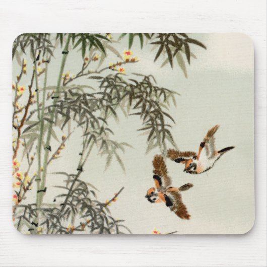 Birds Bamboo Asiatisch Japanisch Vintag Mousepad (Vorne)