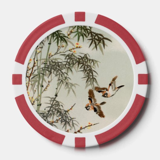 Birds Bamboo Asiatisch Japanisch Vintag Pokerchips (Vorderseite)