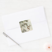 Birds Bamboo Asiatisch Japanisch Vintag Quadratischer Aufkleber (Umschlag)