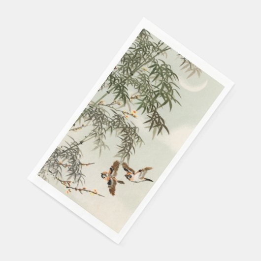 Birds Bamboo Asiatisch Japanisch Vintag Serviette (Ecke)