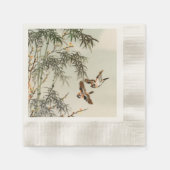 Birds Bamboo Asiatisch Japanisch Vintag Serviette (Vorderseite)