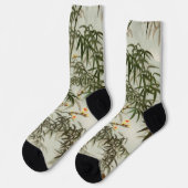 Birds Bamboo Asiatisch Japanisch Vintag Socken (Linkes Detail)