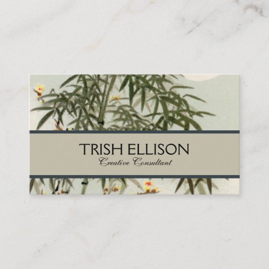 Birds Bamboo Asiatisch Japanisch Vintag Visitenkarte (Vorderseite)