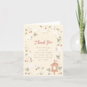 Birds & Berries Girl Baby Shower Thank You Dankeskarte (Vorderseite)