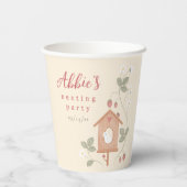 Birds & Berries Nesting Party Girl Baby Shower Pappbecher (Rückseite)