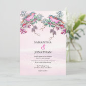 Birds & Berries Pinecone Watercolor Winter Wedding Einladung (Stehend Vorderseite)