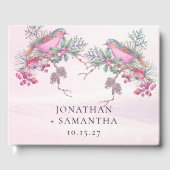 Birds & Berries Pinecone Watercolor Winter Wedding Gästebuch (Vorderseite)