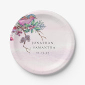 Birds & Berries Pinecone Watercolor Winter Wedding Pappteller (Vorderseite)