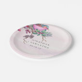 Birds & Berries Pinecone Watercolor Winter Wedding Pappteller (Schrägansicht)