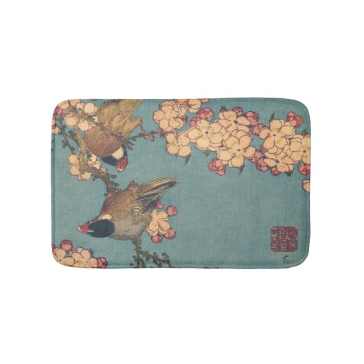 Birds Blume Hokusai Japanische Kunst Badematte (Vorderseite)