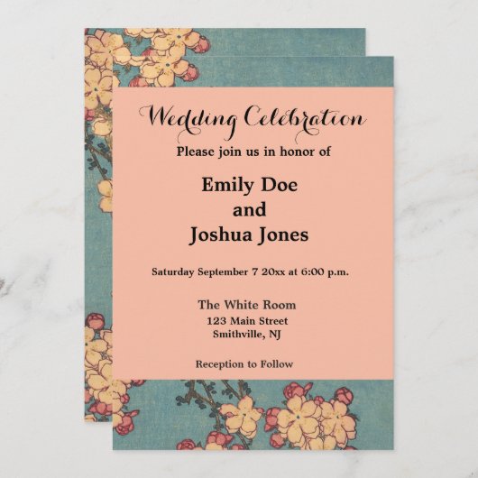 Birds Blume Hokusai Japanische Kunst Einladung (Vorne/Hinten)