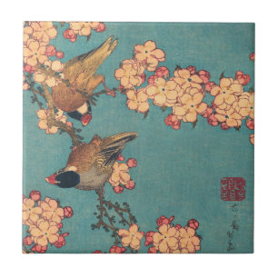 Birds Blume Hokusai Japanische Kunst Fliese