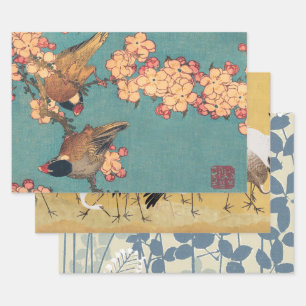 Birds Blume Hokusai Japanische Kunst Geschenkpapier Set