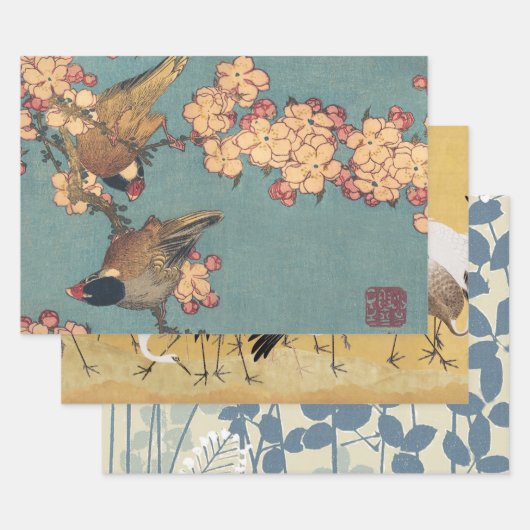 Birds Blume Hokusai Japanische Kunst Geschenkpapier Set (Set)