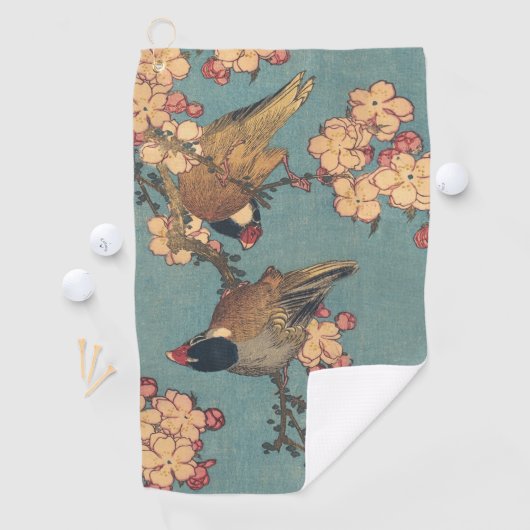 Birds Blume Hokusai Japanische Kunst Golfhandtuch (Insitu)