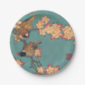 Birds Blume Hokusai Japanische Kunst Pappteller (Vorderseite)