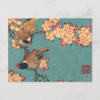 Birds Blume Hokusai Japanische Kunst Postkarte