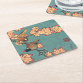Birds Blume Hokusai Japanische Kunst Rechteckiger Pappuntersetzer (angewinkelt)